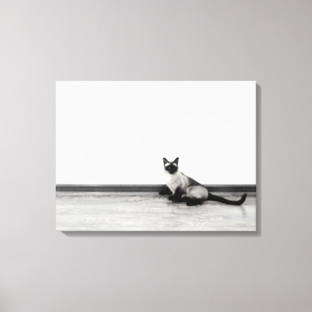 CUTE Siamese Cat Portrait Photograph Canvas Print (Front)