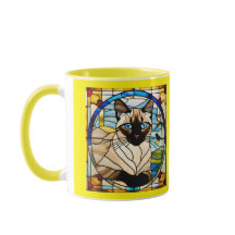 Cute Siamese Cat Stained Glass