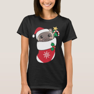 Cute Siamese Cats In Christmas Stockings For Chris T-Shirt