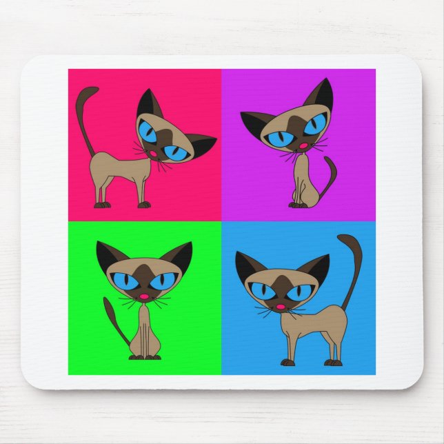 Cute Siamese Cats Mouse Pad (Front)