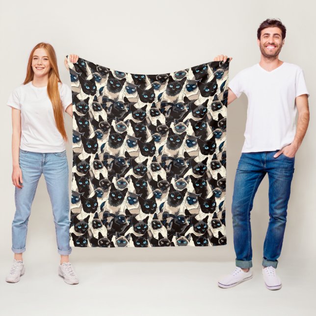 Cute Siamese Cats Pattern Pet Fleece Blanket (In Situ)