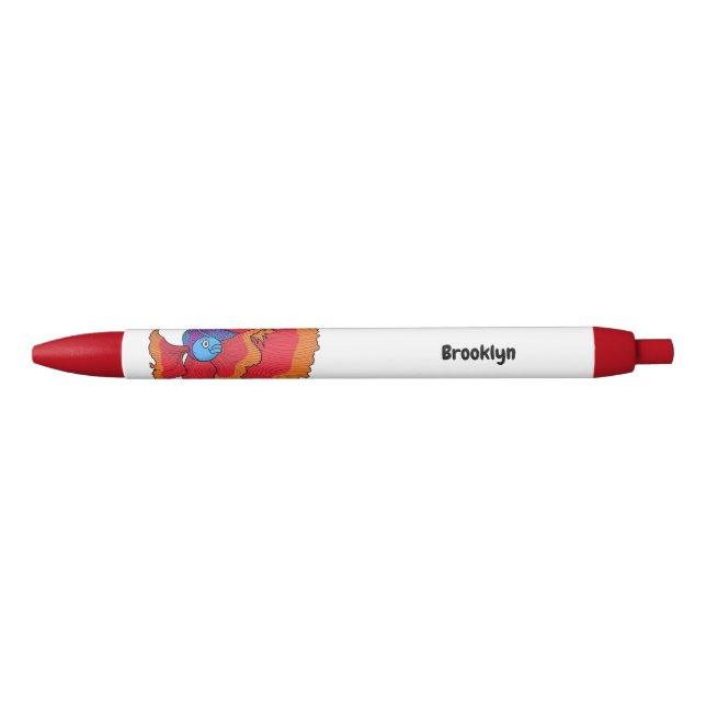 Cute Siamese fighting fish betta cartoon  Black Ink Pen (Front)