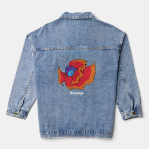 Cute Siamese fighting fish betta cartoon Denim Jacket