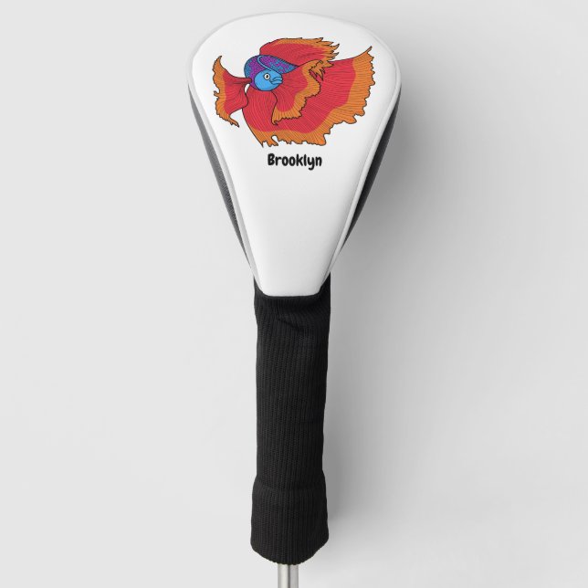 Cute Siamese fighting fish betta cartoon  Golf Head Cover (Front)