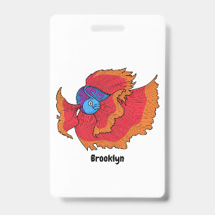 Cute Siamese fighting fish betta cartoon  ID Badge
