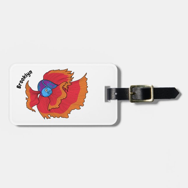 Cute Siamese fighting fish betta cartoon  Luggage Tag (Front Horizontal)