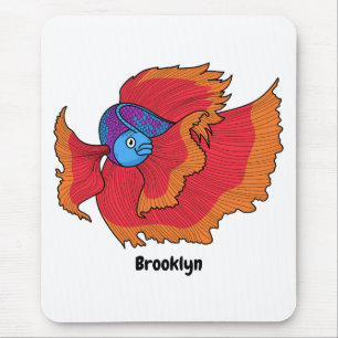 Cute Siamese fighting fish betta cartoon Mouse Pad