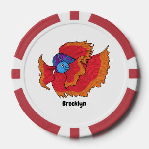 Cute Siamese fighting fish betta cartoon Poker Chips