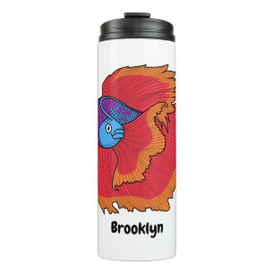 Cute Siamese fighting fish betta cartoon Thermal Tumbler
