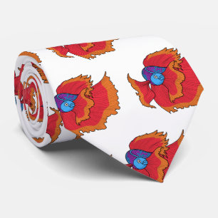 Cute Siamese fighting fish betta cartoon Tie
