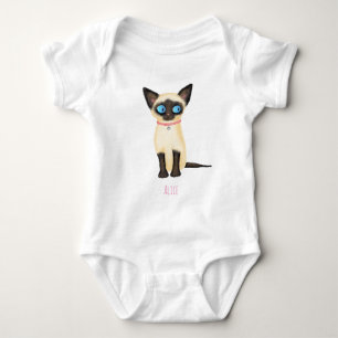 Cute Siamese kitten baby bodysuit