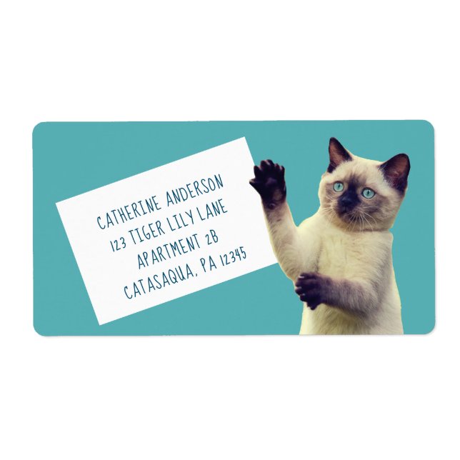 Cute Siamese Kitten Teal Blue Large (Front)