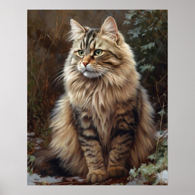 Cute Siberian Cat Art Print Poster (Front)