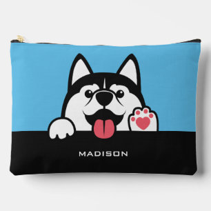 Cute Siberian Husky custom name & colour Accessory Pouch