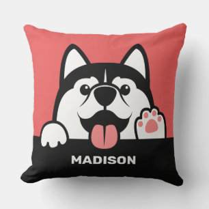 Cute Siberian Husky custom name pillows