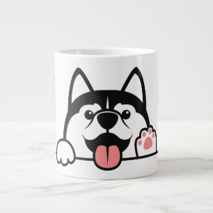 Cute Siberian Husky custom name & text Large Coffee Mug