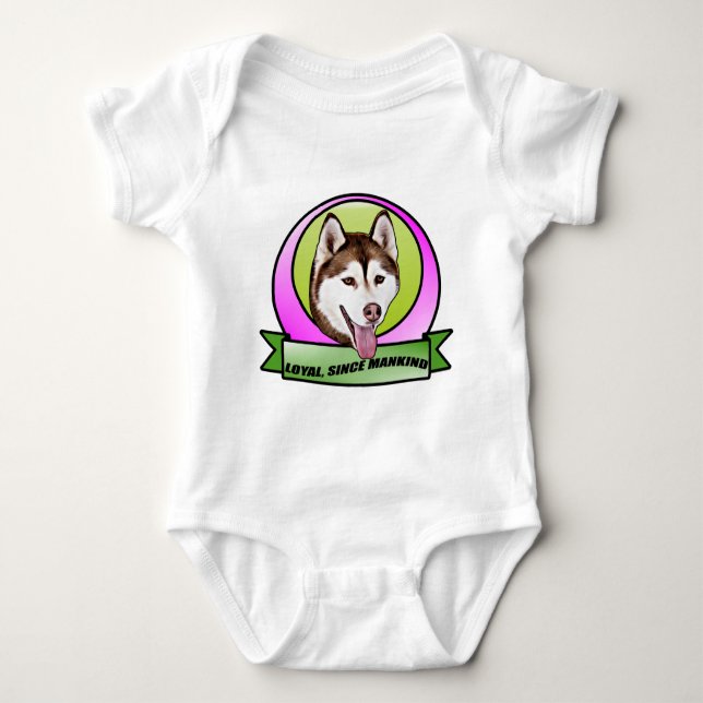 Cute Siberian husky dog Baby Bodysuit (Front)