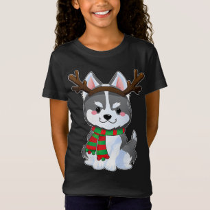 Cute Siberian Husky Dog Gifts Funny Christmas Xmas T-Shirt