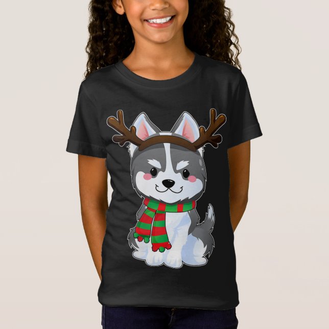 Cute Siberian Husky Dog Gifts Funny Christmas Xmas T-Shirt (Front)