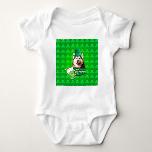 Cute Siberian Husky Dog Hat St. Patrick's Day Baby Bodysuit
