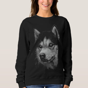 Cute Siberian Husky Dog Head Art  For  Dogs Puppy Sweatshirt