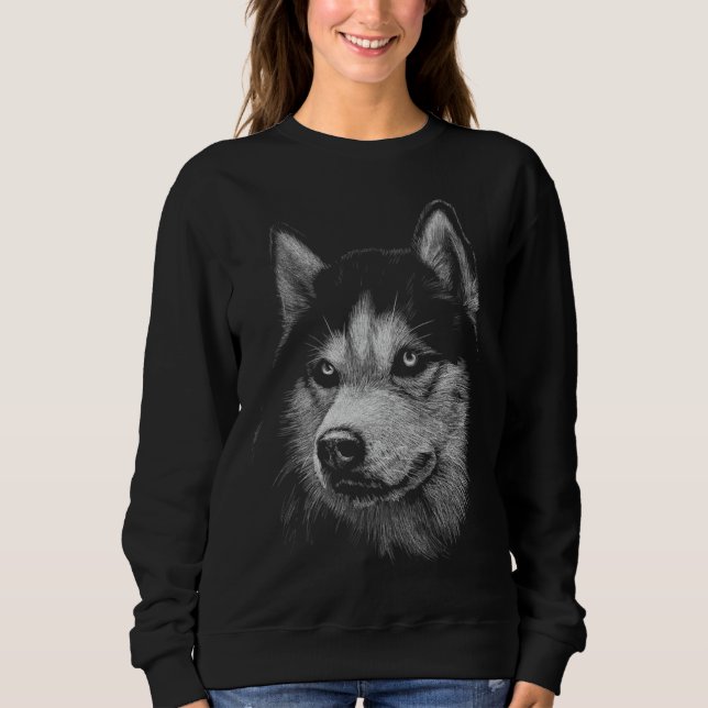 Cute Siberian Husky Dog Head Art  For  Dogs Puppy Sweatshirt (Front)