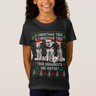 Cute Siberian Husky Dog Oh Christmas Tree Ugly Xma T-Shirt