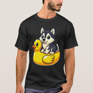 Cute Siberian Husky Dog Rubber Duck T-Shirt