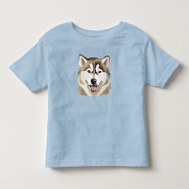 Cute Siberian Husky Dog Wolf Funny huskies Dog kid Toddler T-Shirt (Front)