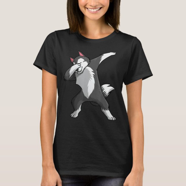 Cute Siberian Husky For Men Women Dabbing Huskies  T-Shirt (Front)