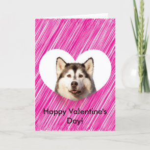 Cute Siberian Husky Heart Valentine's Day Card