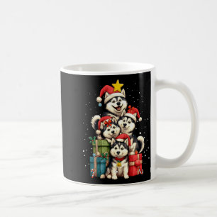 Cute Siberian Husky Le Dog Christmas Tree Xmas Hat Coffee Mug