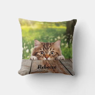 Cute Siberian Peek Cat Cushion