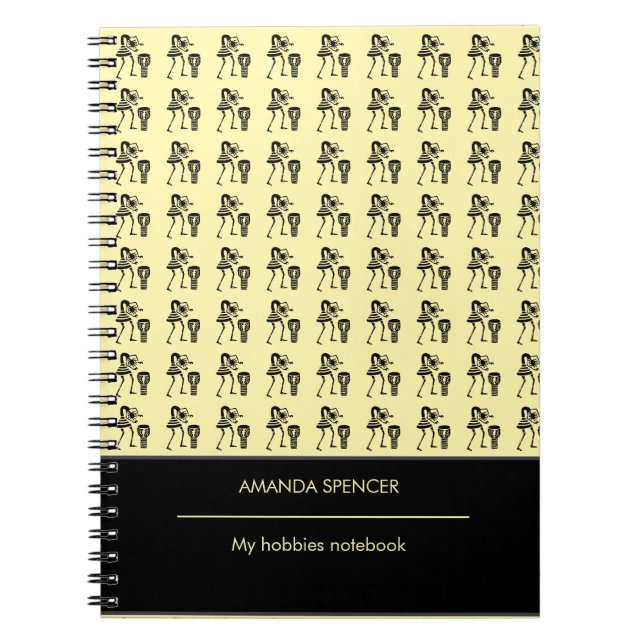 Cute Silhouette Drummer, Spiral Photo Notebook (Front)
