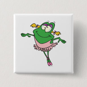 cute silly ballerina ballet froggy frog 15 cm square badge