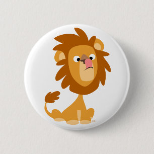 Cute Silly Cartoon Lion Button Badge