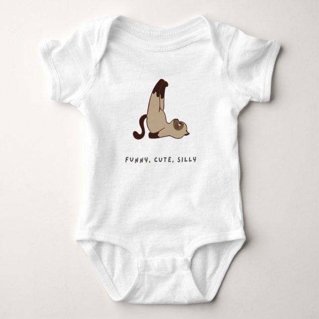 Cute & Silly Cat Baby Bodysuit – Adorable Outfit (Front)