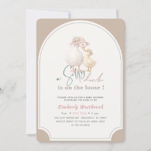 Cute Silly Duck Arch Floral Baby Shower Invitation