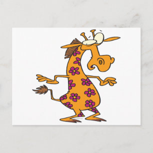 cute silly flower spots giraffe cartoon postcard