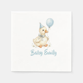 Cute Silly Goose Baby Shower Personalised Napkins