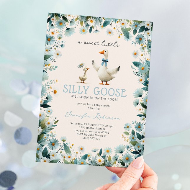 Cute Silly Goose Boy Baby Shower Invitation (Creator Uploaded)