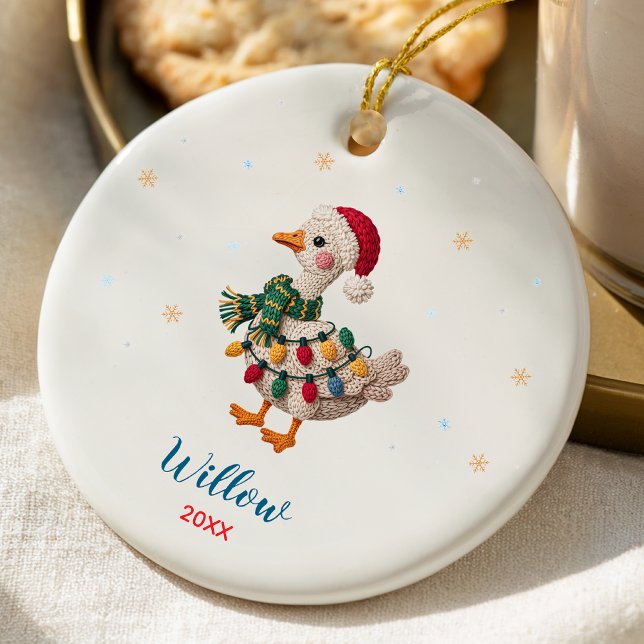 Cute silly goose christmas lights custom ceramic tree decoration (Creator Uploaded)