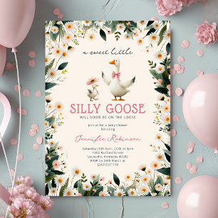 Cute Silly Goose Floral Baby Shower Invitation