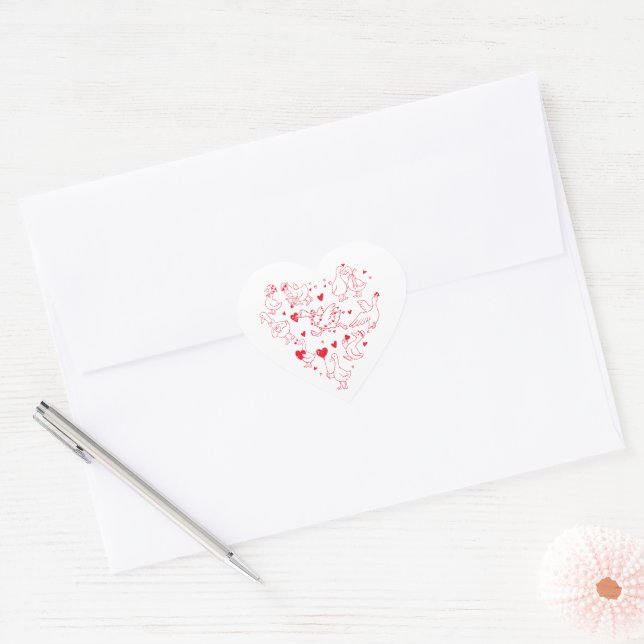 Cute Silly Goose Heart Valentine Sticker (Envelope)