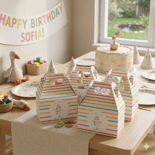  Cute Silly Goose Pastel Stripes Birthday Gable  Favour Box