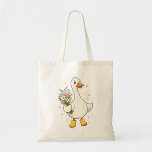 Cute Silly Goose Rain Boots Tote Bag Funny Goose