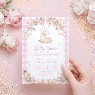 Cute Silly Goose Wildflower Girl Baby Shower Invitation