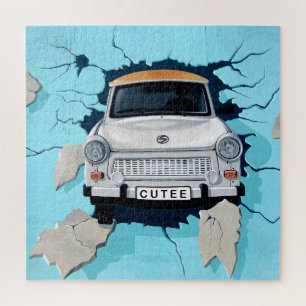 Cute Silver and Blue Classic Car Mural Jigsaw Puzzle