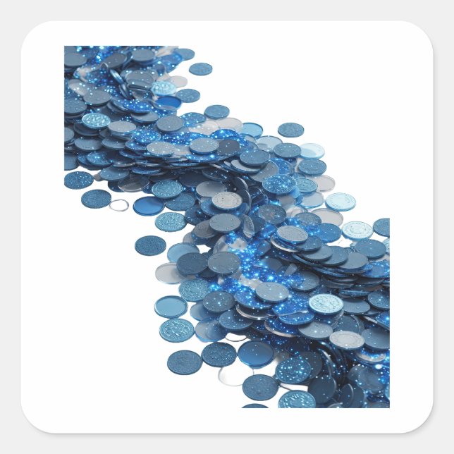 Cute Silver BLUE COINS OF INFINITY Square Sticker (Front)