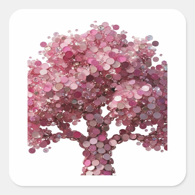 Cute Silver BREAST CANCER AWARENESS TREE Label (Front)